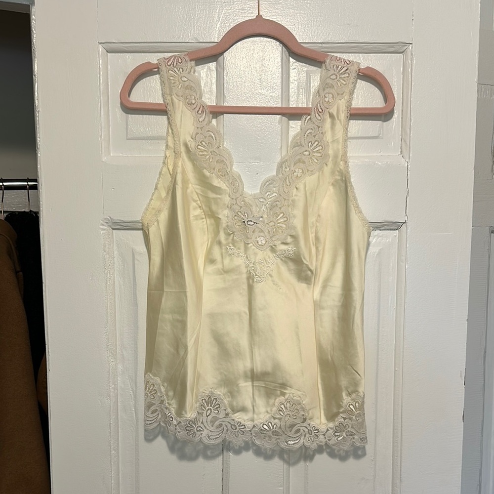 Dior Cream Satin Lace Top size LARGE